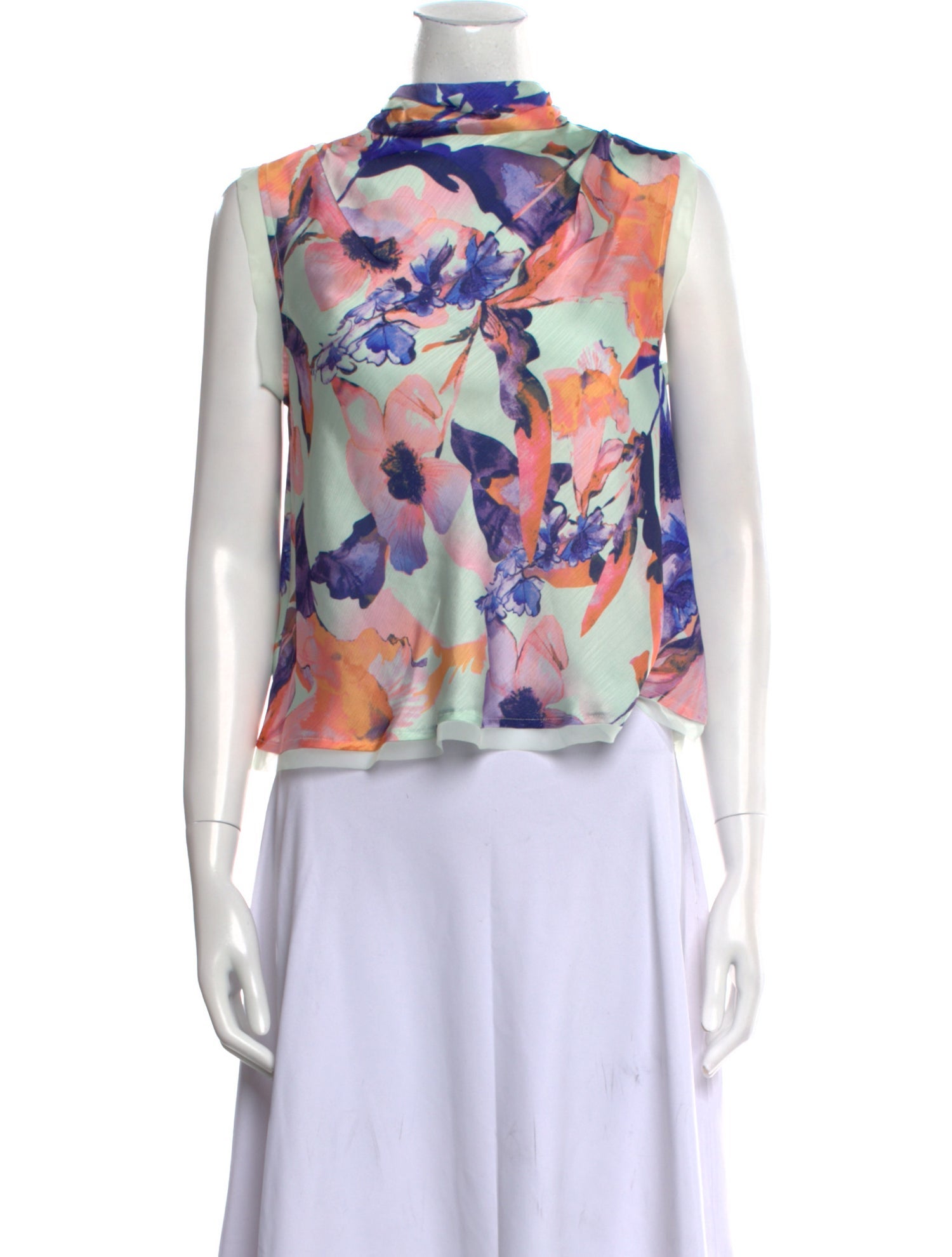 Derek Lam 10 Crosby Floral Print Bateau Neckline Top w/ Tags