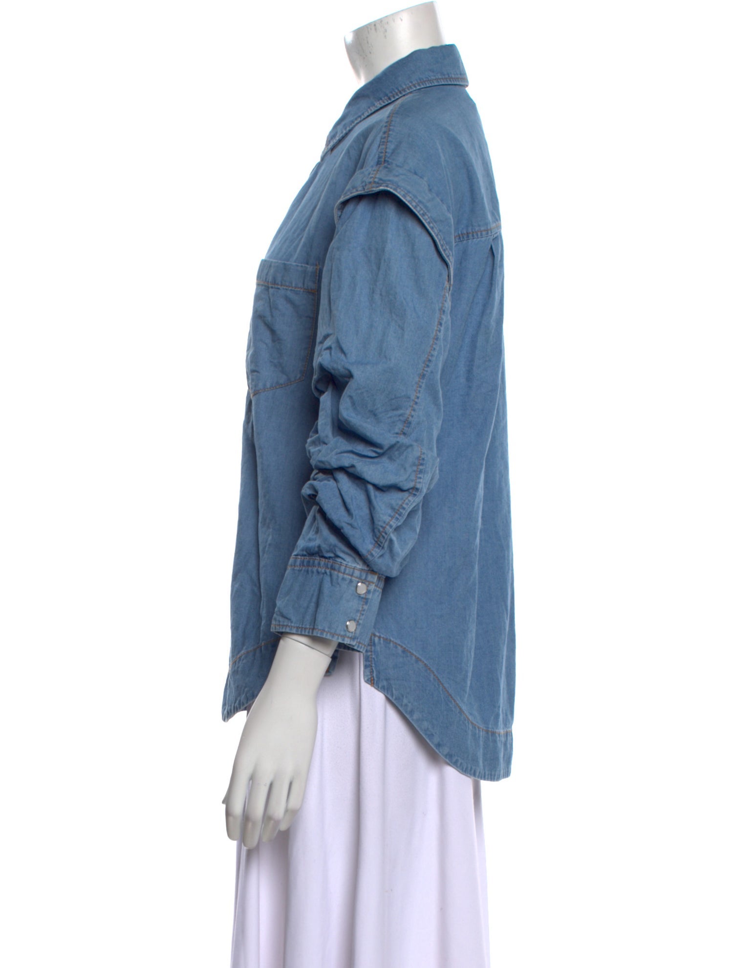 Derek Lam 10 Crosby Three-Quarter Sleeve Button-Up Top