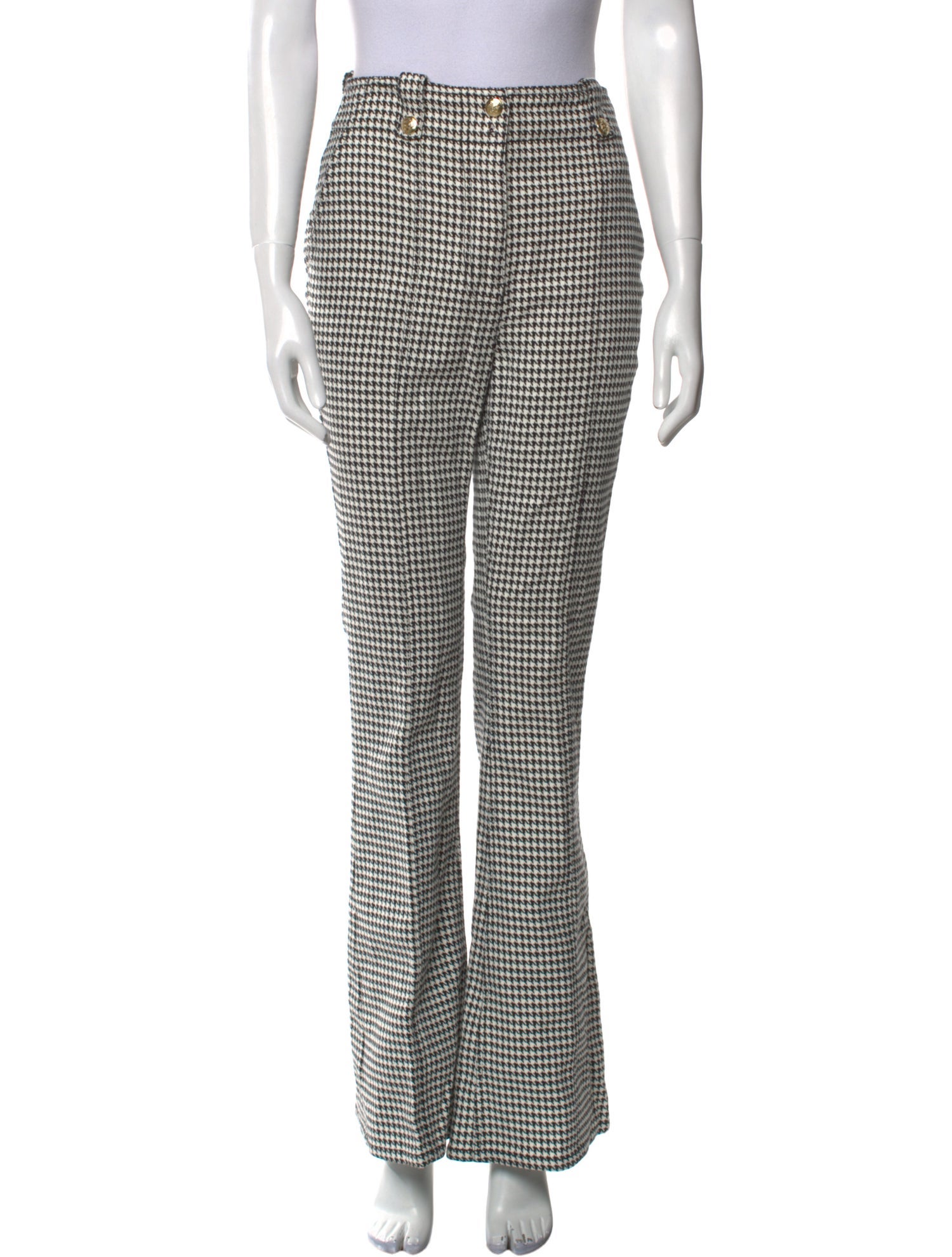 Derek Lam 10 Crosby Houndstooth Print Flared Pants