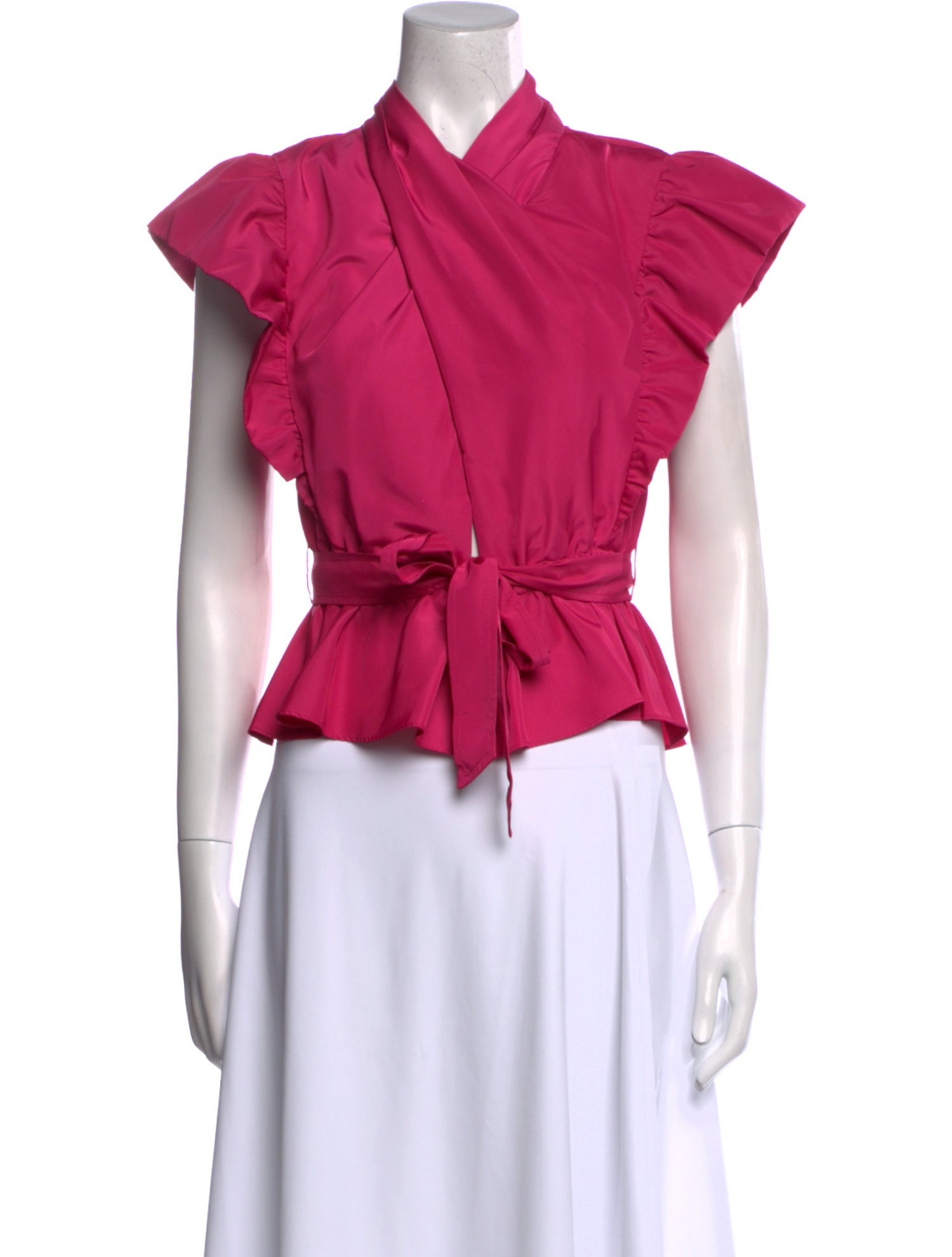 Derek Lam 10 Crosby V-Neck Short Sleeve Crop Top