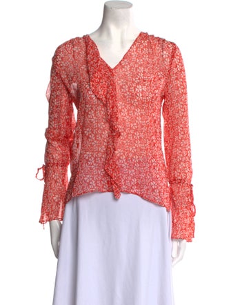 Derek Lam 10 Crosby Floral Print V-Neck Blouse