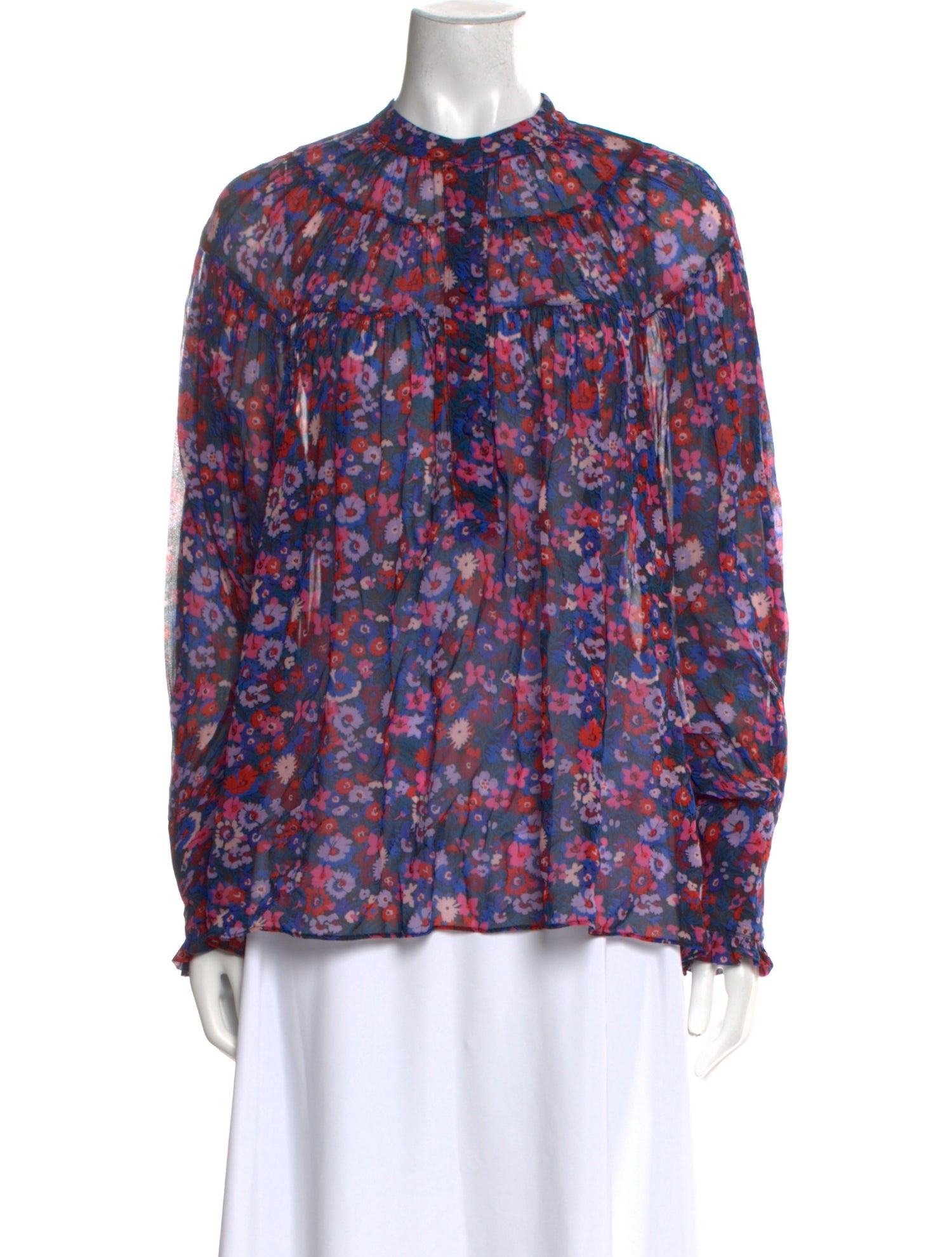Derek Lam 10 Crosby Floral Print Mock Neck Blouse