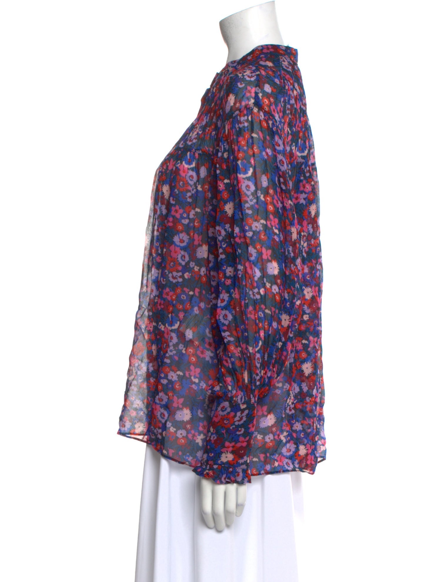 Derek Lam 10 Crosby Floral Print Mock Neck Blouse