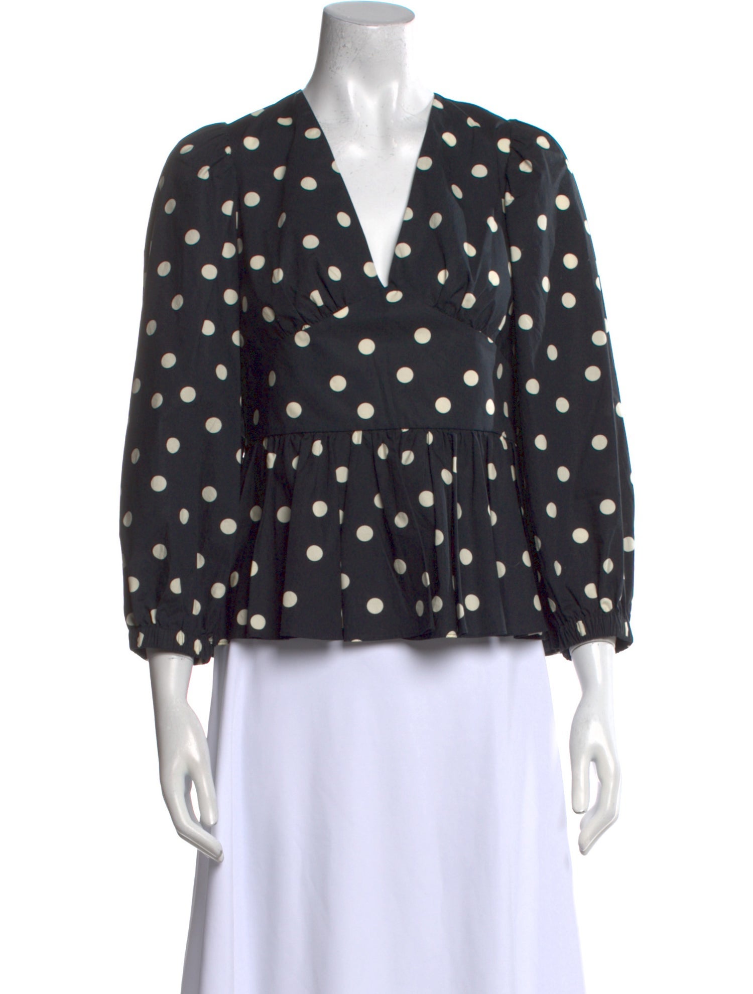 Derek Lam 10 Crosby Polka Dot Print V-Neck Blouse