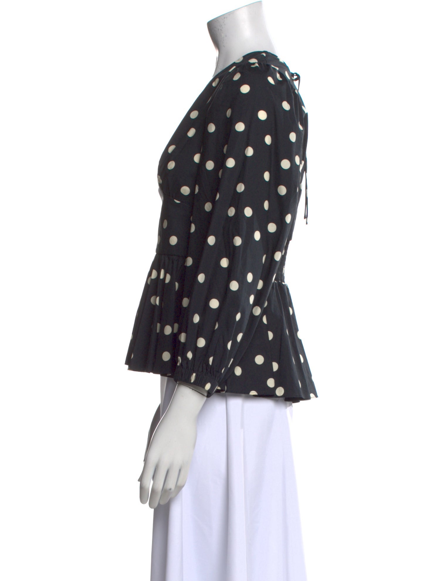 Derek Lam 10 Crosby Polka Dot Print V-Neck Blouse