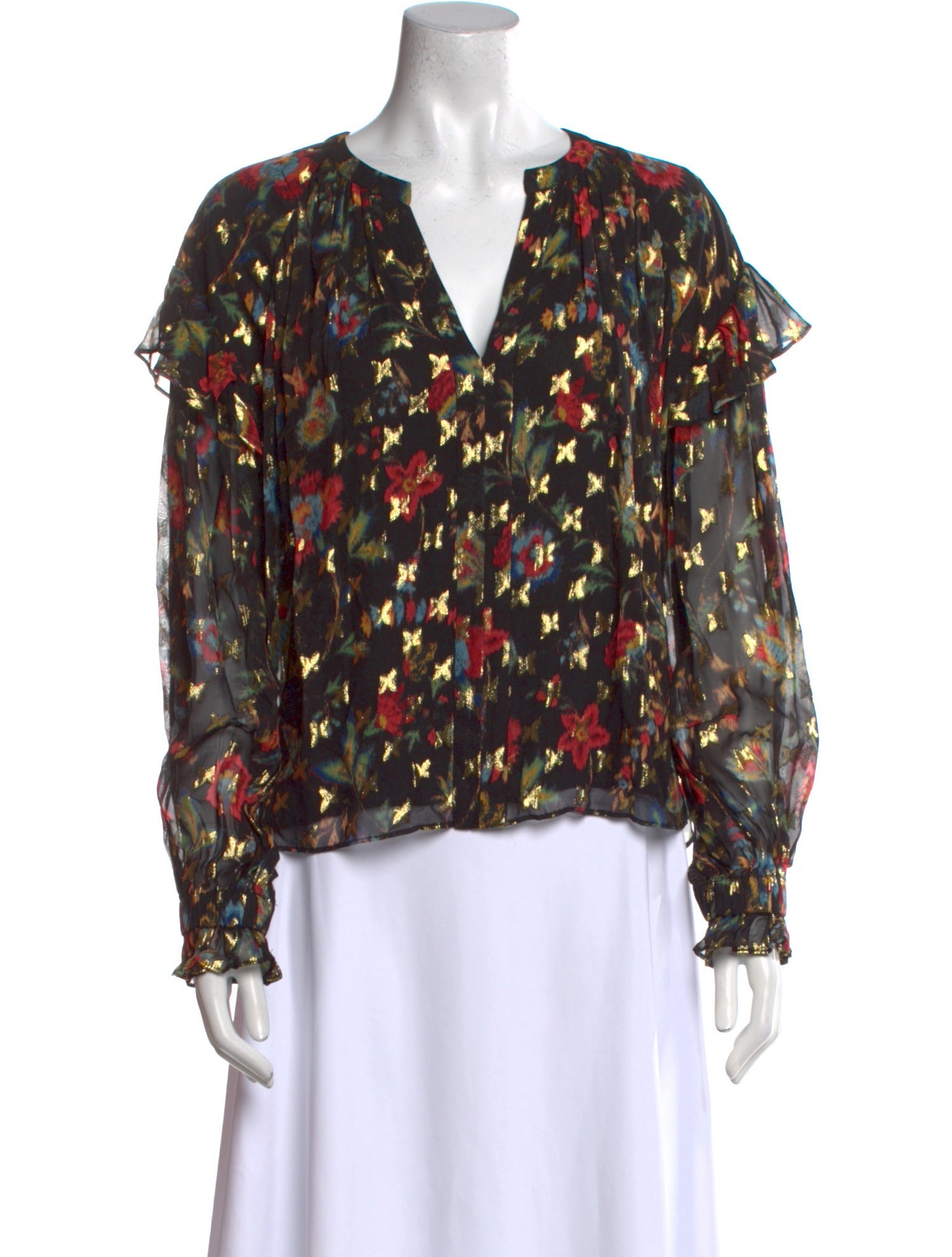 Derek Lam 10 Crosby Floral Print V-Neck Blouse
