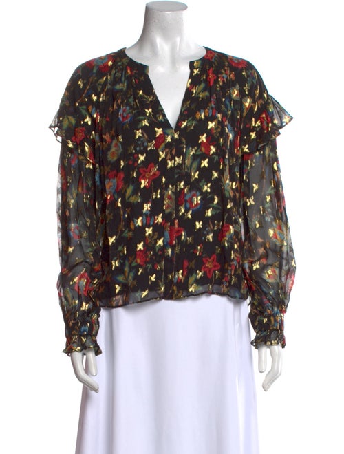 Derek Lam 10 Crosby Floral Print V-Neck Blouse