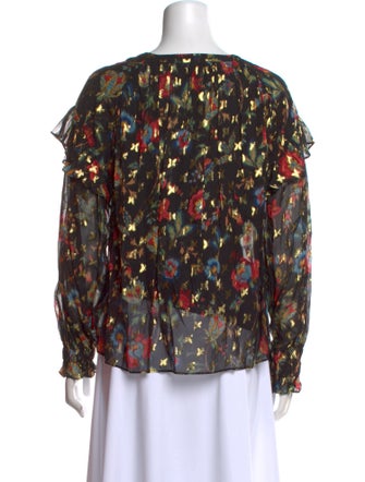 Derek Lam 10 Crosby Floral Print V-Neck Blouse