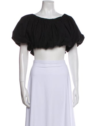 Derek Lam 10 Crosby Scoop Neck Short Sleeve Crop Top