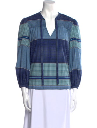 Derek Lam 10 Crosby Plaid Print V-Neck Top