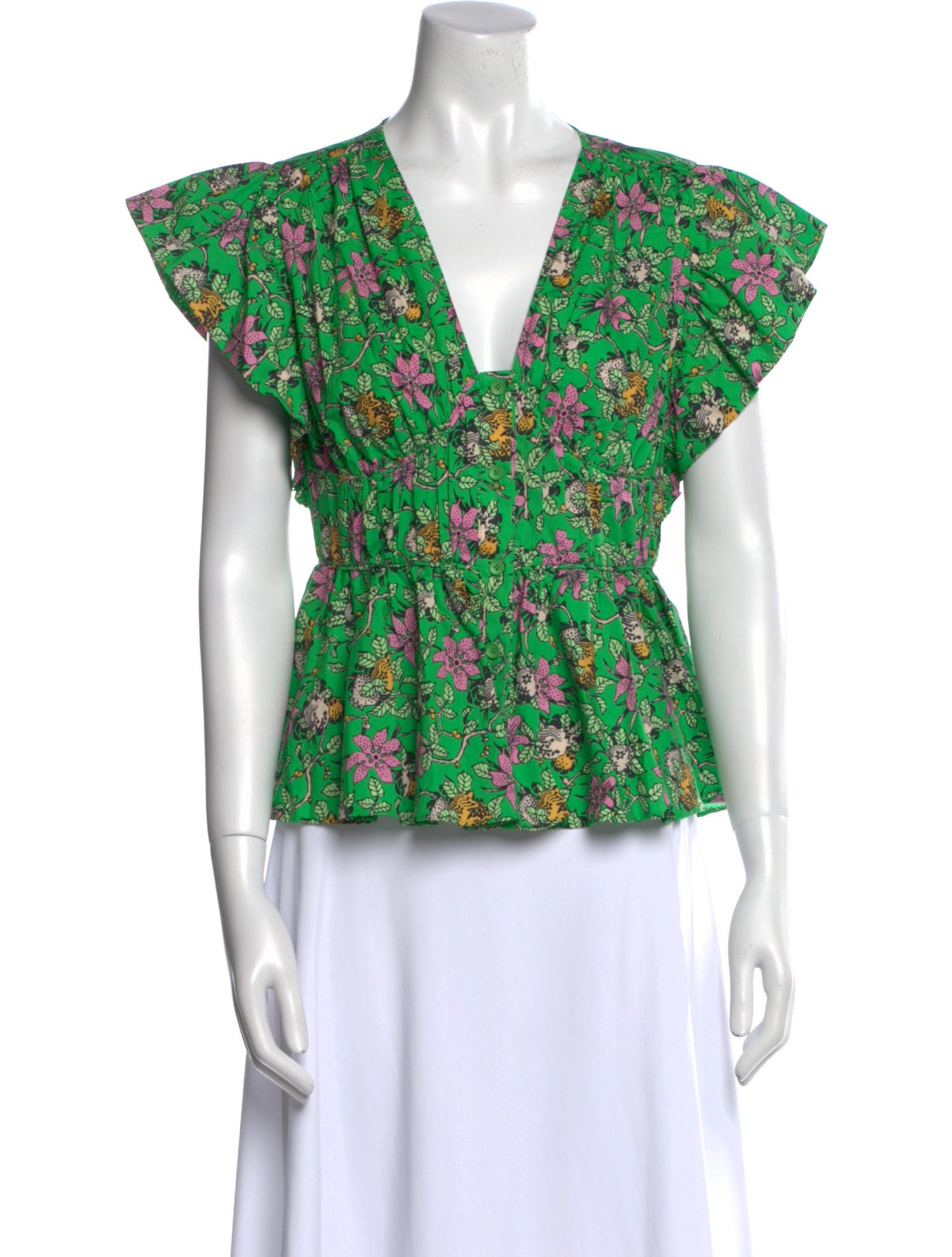 Derek Lam 10 Crosby Floral Print V-Neck Blouse w/ Tags