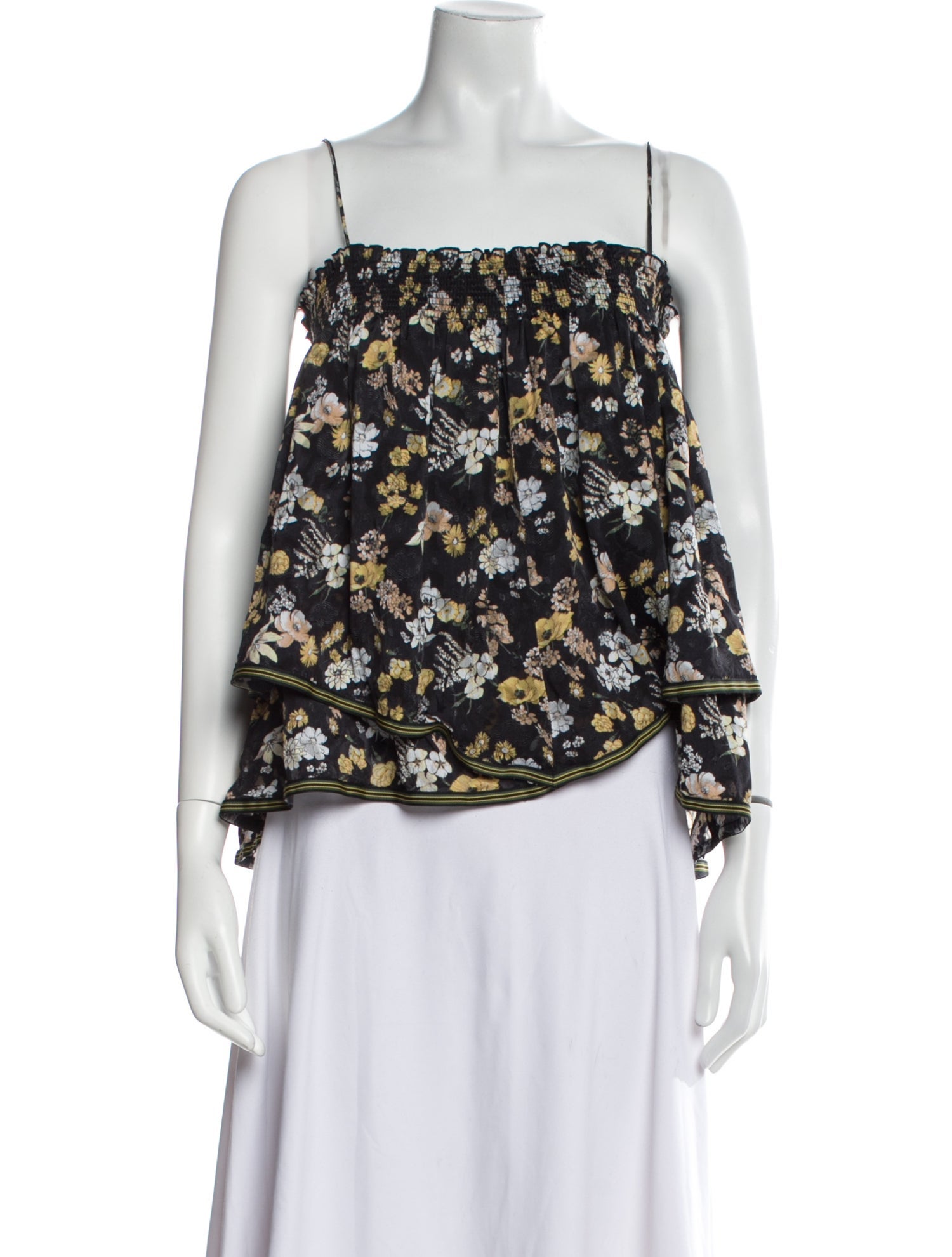 Derek Lam 10 Crosby Floral Print Square Neckline Blouse