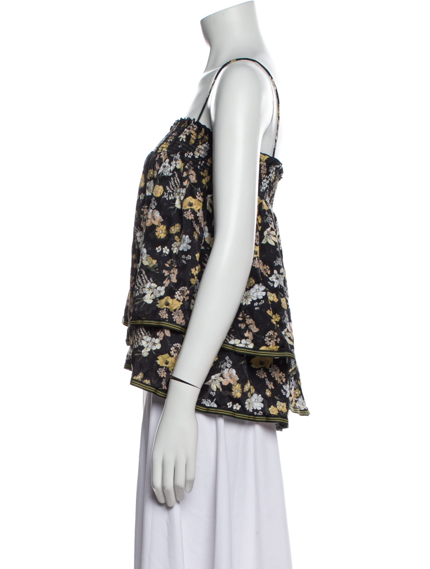 Derek Lam 10 Crosby Floral Print Square Neckline Blouse
