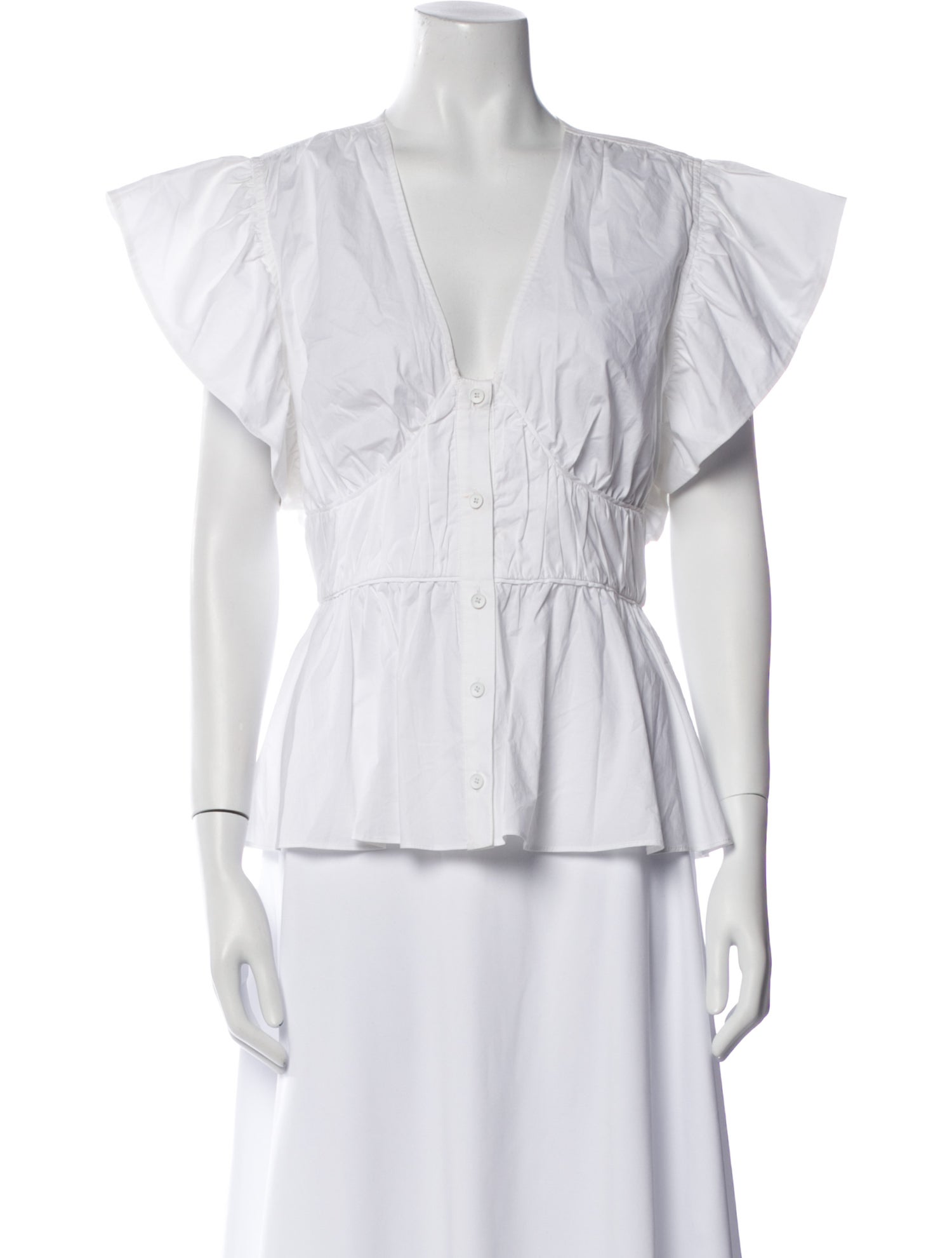 Derek Lam 10 Crosby V-Neck Short Sleeve Blouse