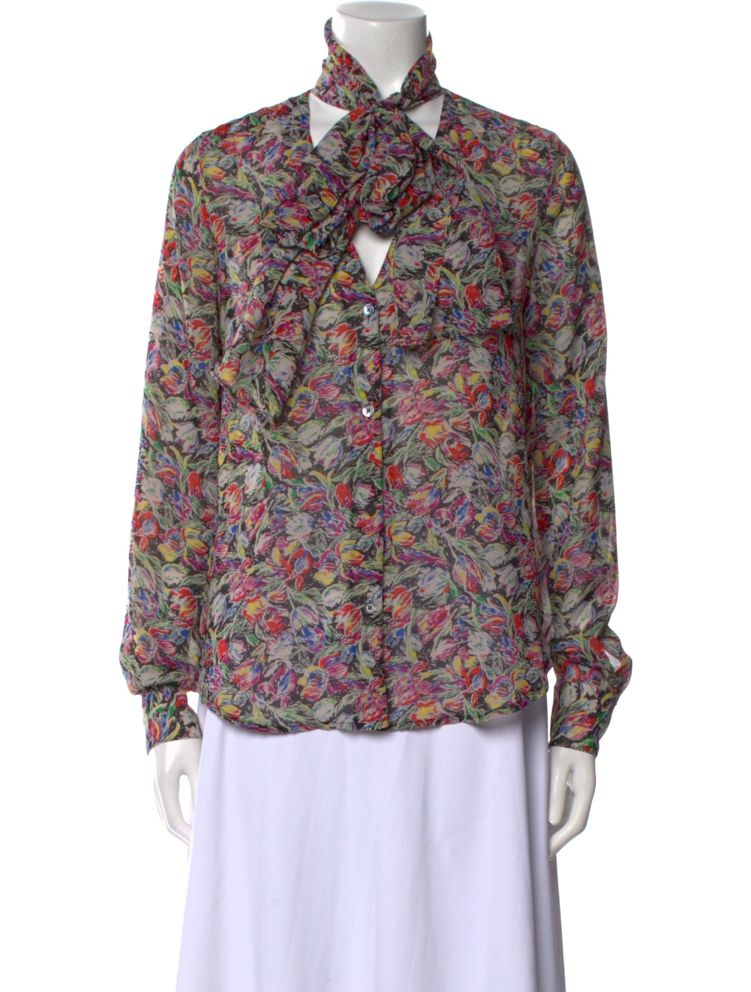 Derek Lam 10 Crosby Floral Print Mock Neck Blouse