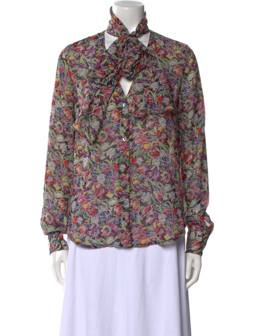 Derek Lam 10 Crosby Floral Print Mock Neck Blouse