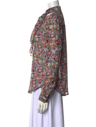 Derek Lam 10 Crosby Floral Print Mock Neck Blouse