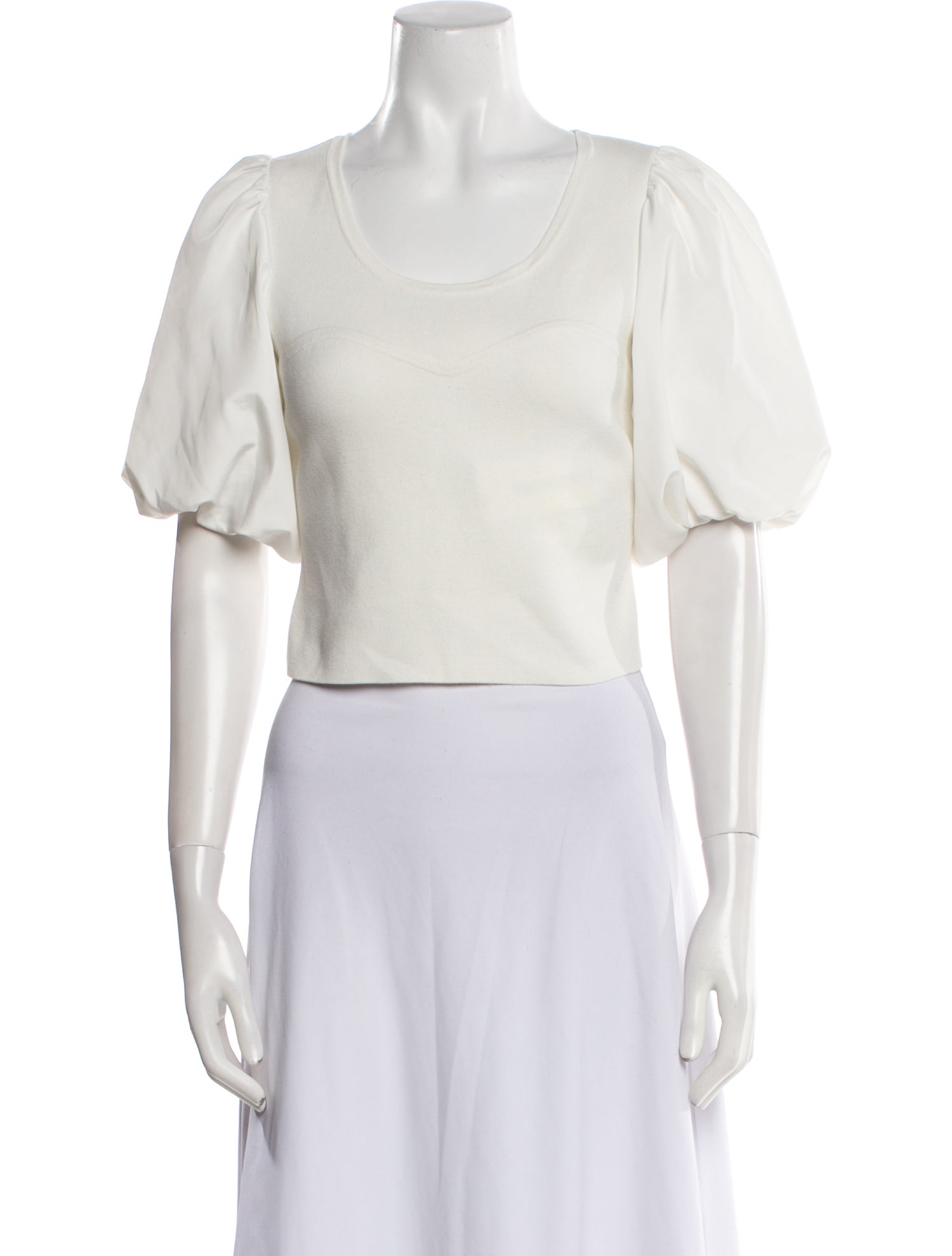 Derek Lam 10 Crosby Scoop Neck Short Sleeve Crop Top