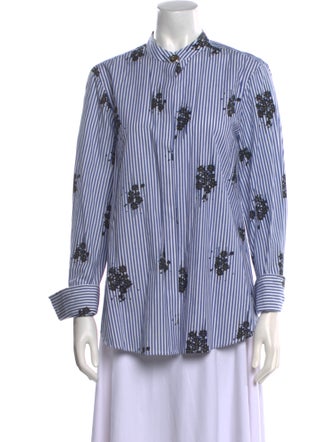 Derek Lam 10 Crosby Striped Long Sleeve Button-Up Top