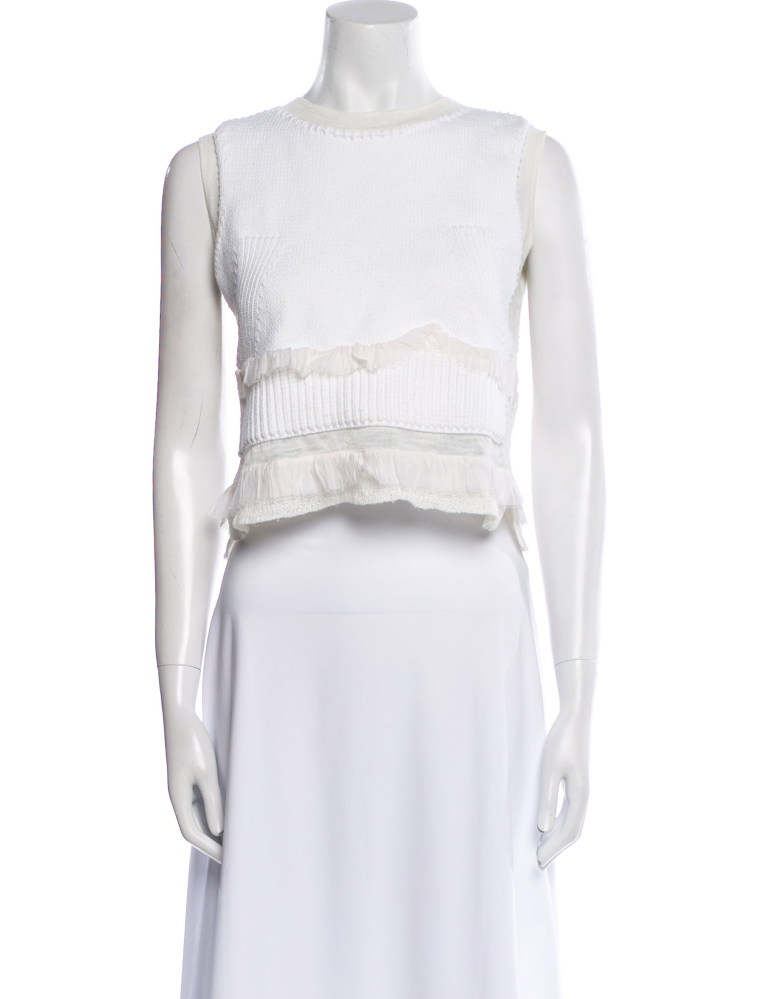 Derek Lam 10 Crosby Crew Neck Sleeveless Crop Top