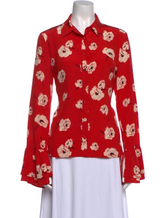 Derek Lam 10 Crosby Silk Floral Print Button-Up Top