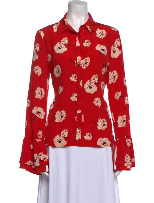 Derek Lam 10 Crosby Silk Floral Print Button-Up Top