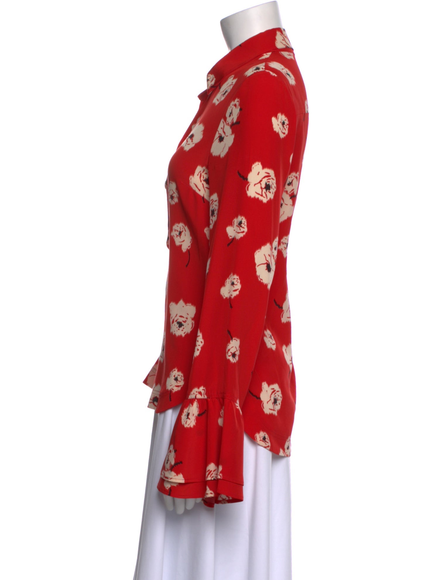 Derek Lam 10 Crosby Silk Floral Print Button-Up Top