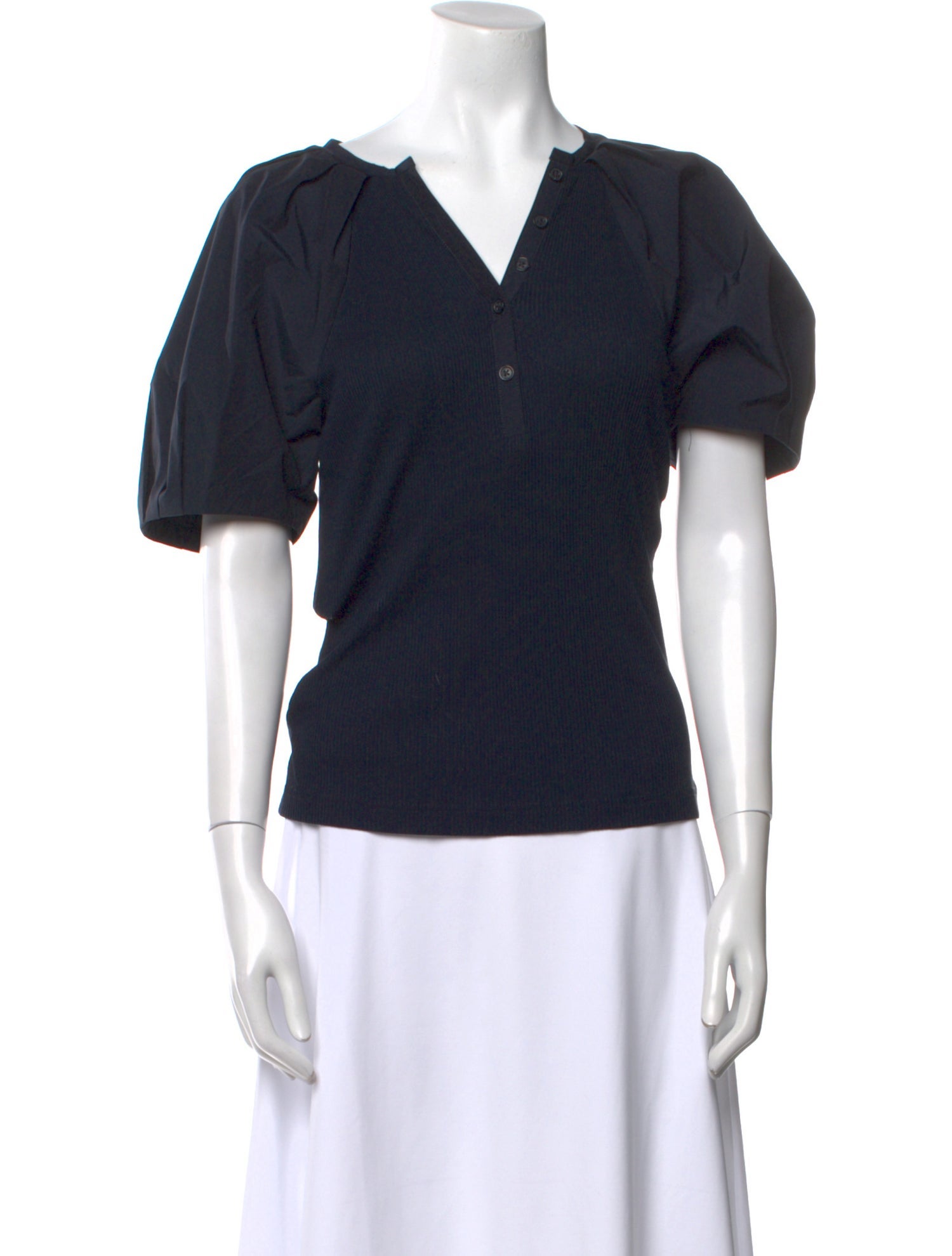 Derek Lam 10 Crosby V-Neck Short Sleeve Polo