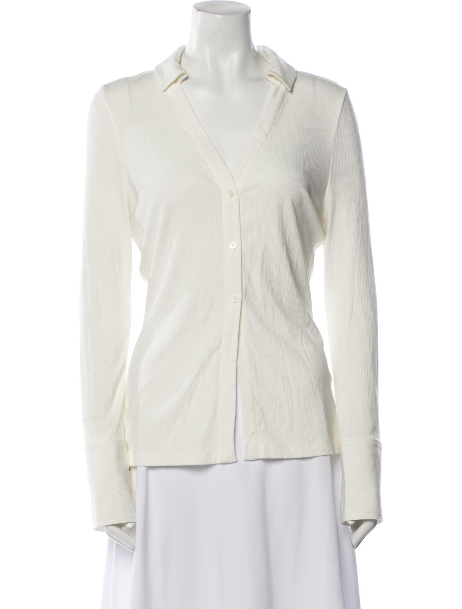 Derek Lam 10 Crosby V-Neck Long Sleeve Button-Up Top