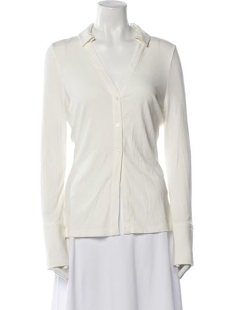 Derek Lam 10 Crosby V-Neck Long Sleeve Button-Up Top