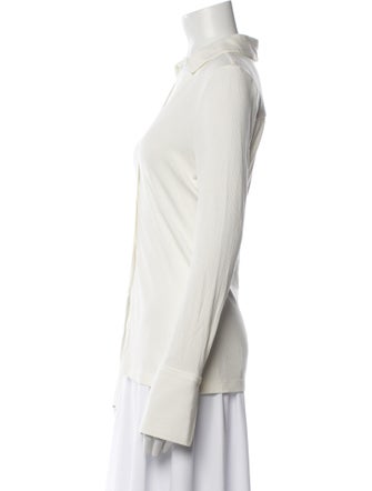 Derek Lam 10 Crosby V-Neck Long Sleeve Button-Up Top