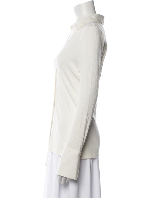 Derek Lam 10 Crosby V-Neck Long Sleeve Button-Up Top