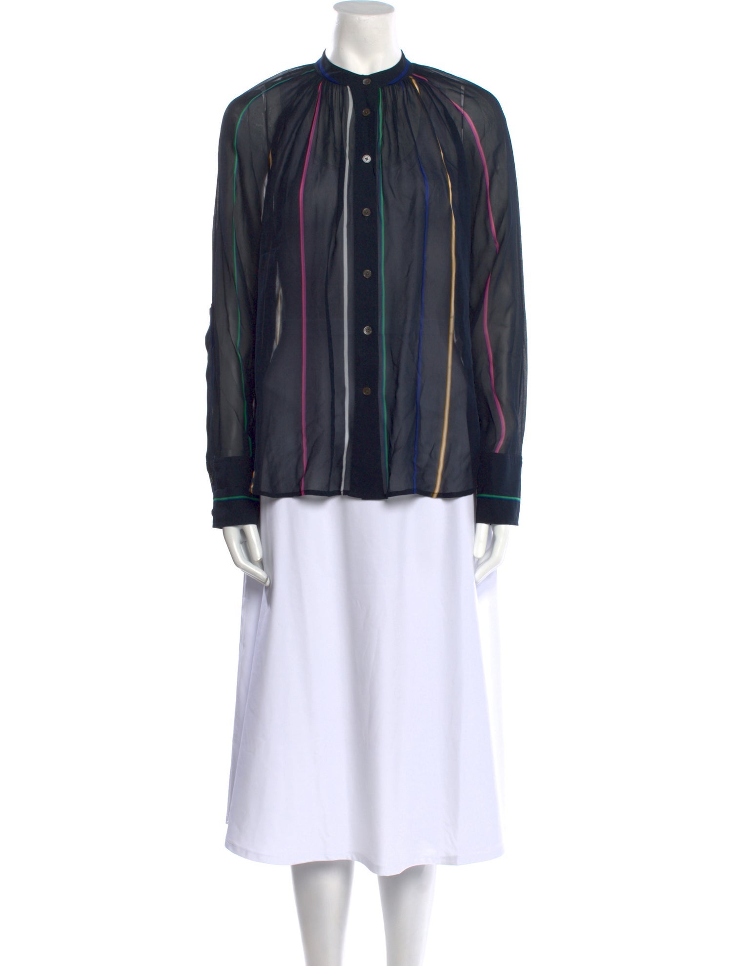 Derek Lam 10 Crosby Striped Mock Neck Tunic