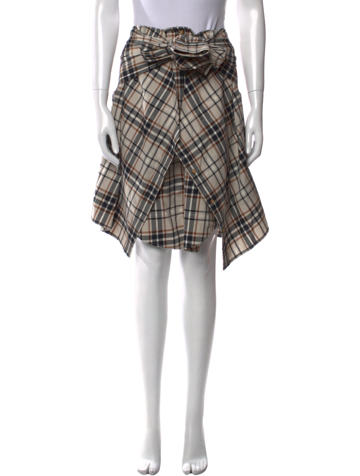 Derek Lam 10 Crosby Plaid Print Knee-Length Skirt