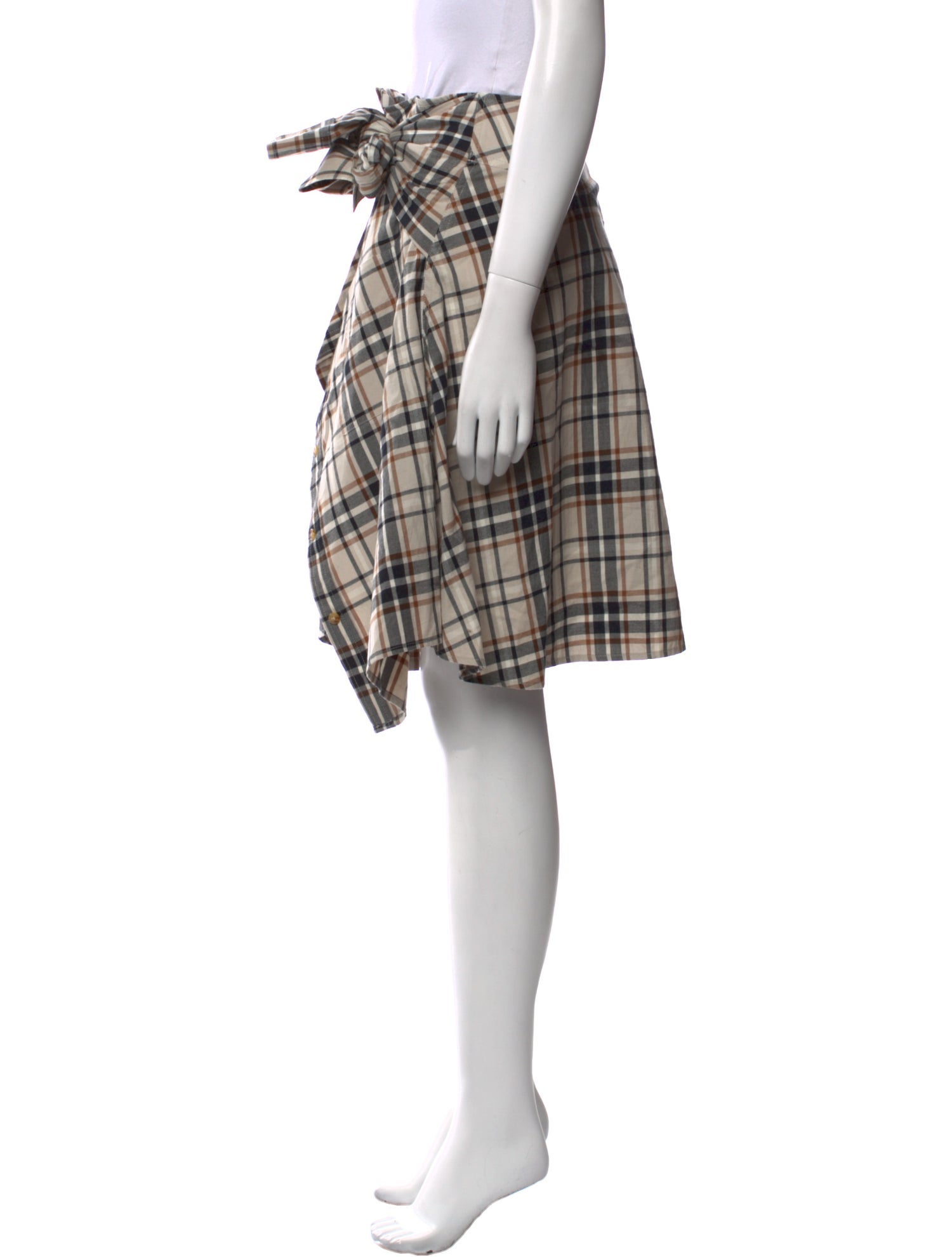 Derek Lam 10 Crosby Plaid Print Knee-Length Skirt
