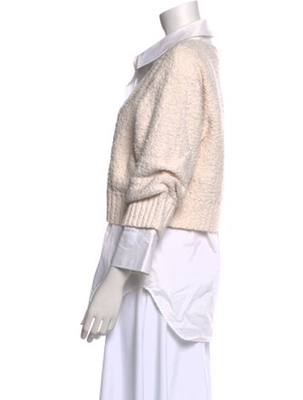 Derek Lam 10 Crosby V-Neck Three-Quarter Sleeve Button-Up Top