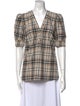 Derek Lam 10 Crosby Plaid Print V-Neck Blouse