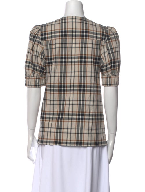 Derek Lam 10 Crosby Plaid Print V-Neck Blouse