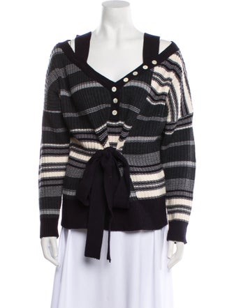 Derek Lam 10 Crosby Striped V-Neck Sweater