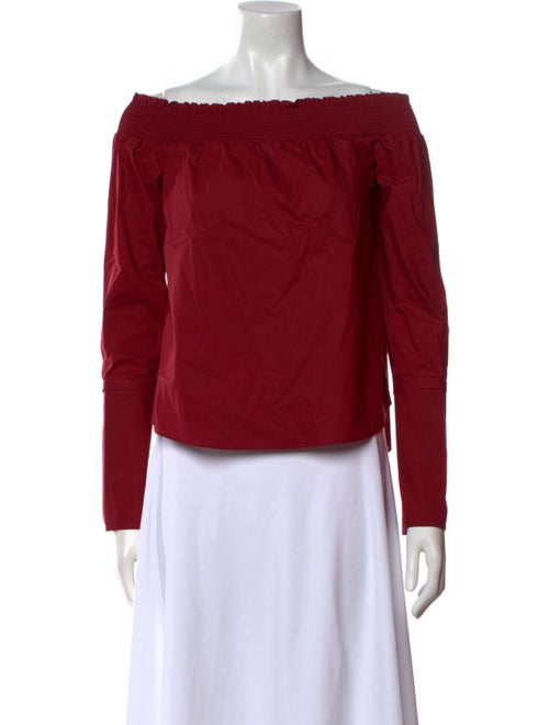 Derek Lam 10 Crosby Off-The-Shoulder Long Sleeve Crop Top