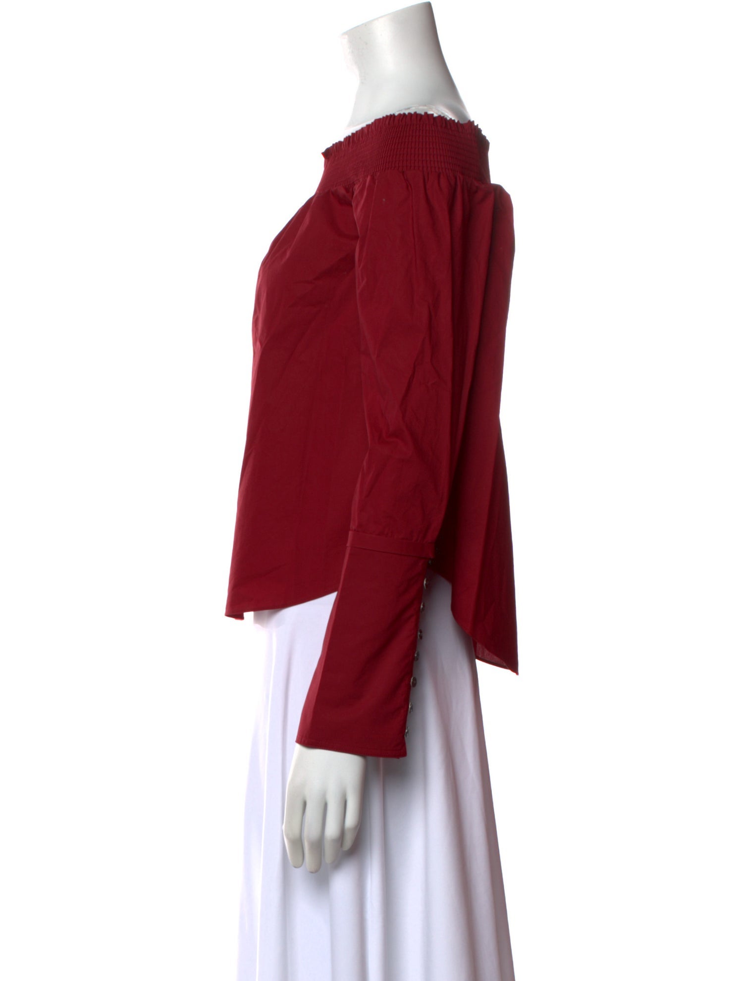 Derek Lam 10 Crosby Off-The-Shoulder Long Sleeve Crop Top