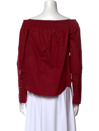 Derek Lam 10 Crosby Off-The-Shoulder Long Sleeve Crop Top