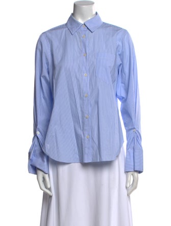 Derek Lam 10 Crosby Striped Long Sleeve Button-Up Top