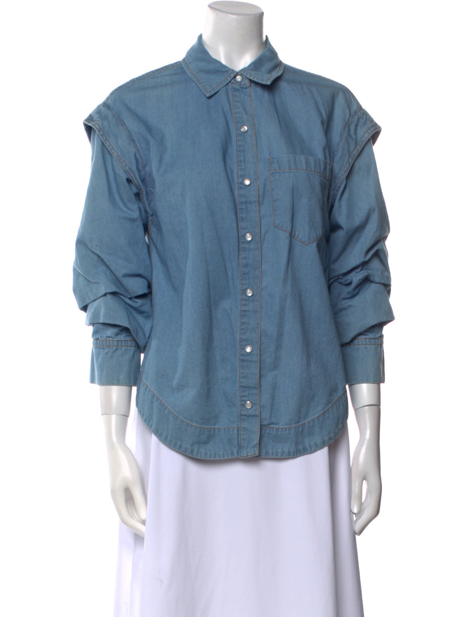 Derek Lam 10 Crosby Three-Quarter Sleeve Button-Up Top