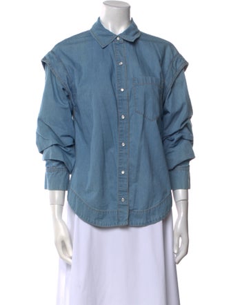 Derek Lam 10 Crosby Three-Quarter Sleeve Button-Up Top