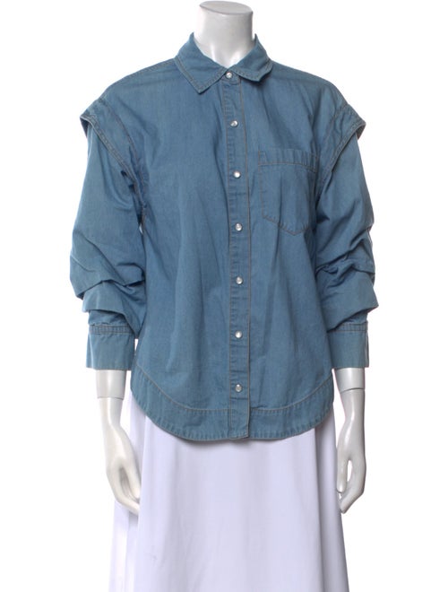 Derek Lam 10 Crosby Three-Quarter Sleeve Button-Up Top