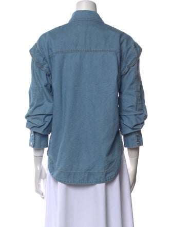 Derek Lam 10 Crosby Three-Quarter Sleeve Button-Up Top