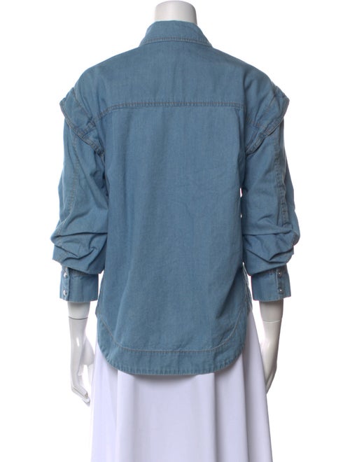 Derek Lam 10 Crosby Three-Quarter Sleeve Button-Up Top