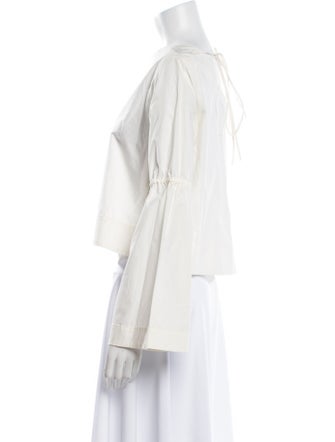 Derek Lam 10 Crosby Bateau Neckline Long Sleeve Crop Top