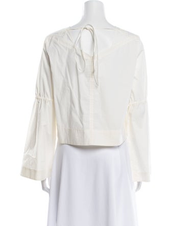 Derek Lam 10 Crosby Bateau Neckline Long Sleeve Crop Top